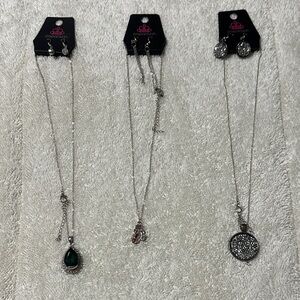 Paparazzi Silver and Green Necklace Set